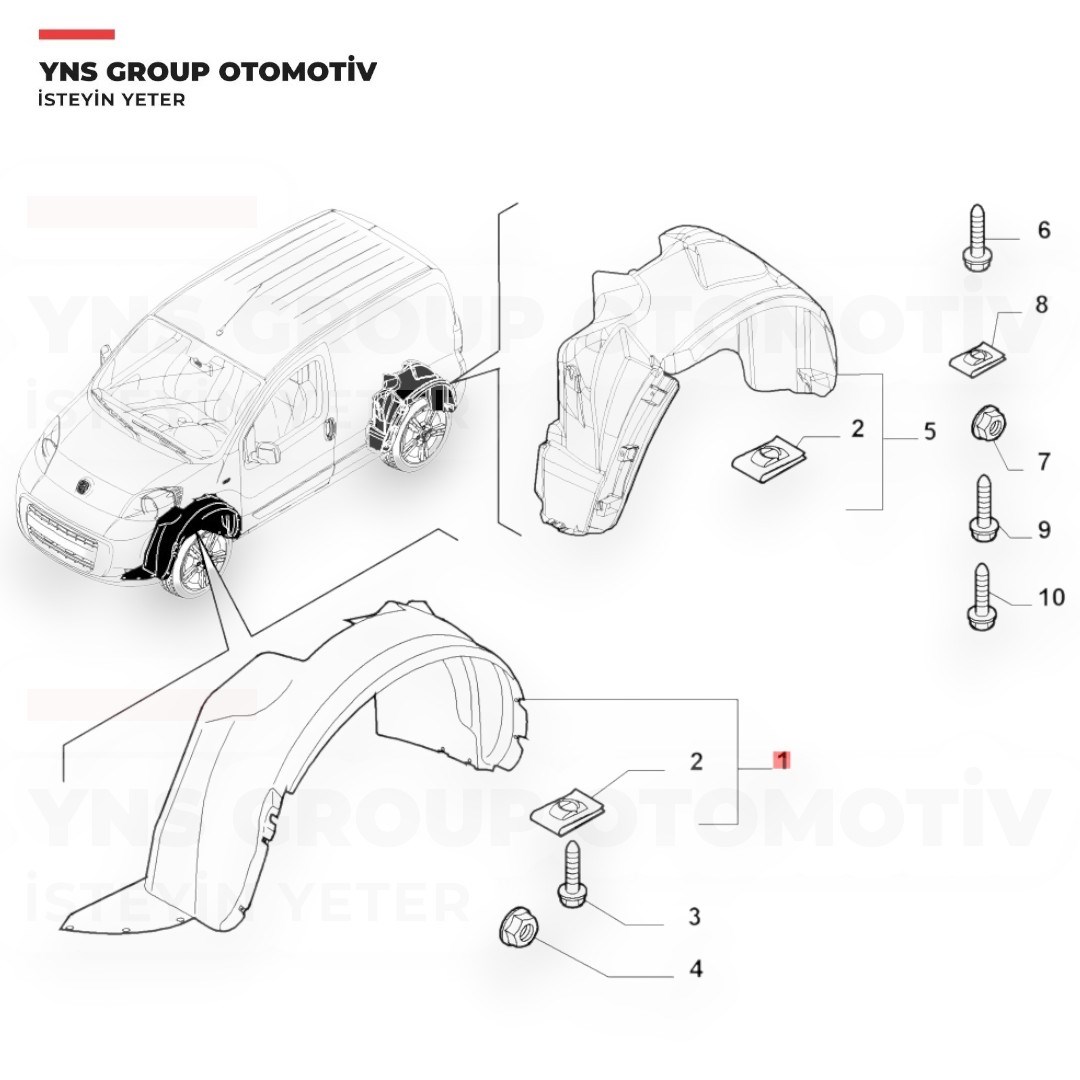 Citroen Nemo 07- Fiat Fiorino 07- Peugeot Bipper 07- Ön Çamurluk Davlumbazı Sol Yns - 735462492