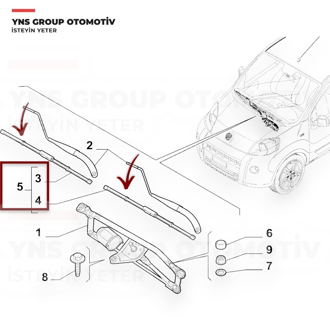Citroen Nemo 08- Fiat Fiorino 07- Peugeot Bipper 08- Ön Silecek (Silgi) Süpürgesi Takımı (650 + 480 mm) Silbak - Sb2619d