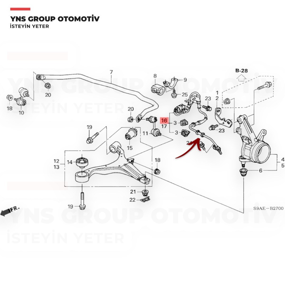 Honda Crv 01-10 Ön Abs Sensörü Sağ Japanparts - Abs437 / 57450s9a013