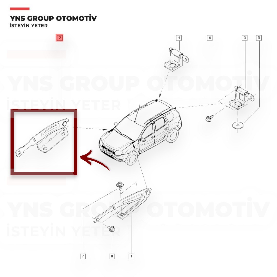 Dacia Duster 10-18 Ön Motor Kaput Menteşesi Sağ Yns - 654007102r