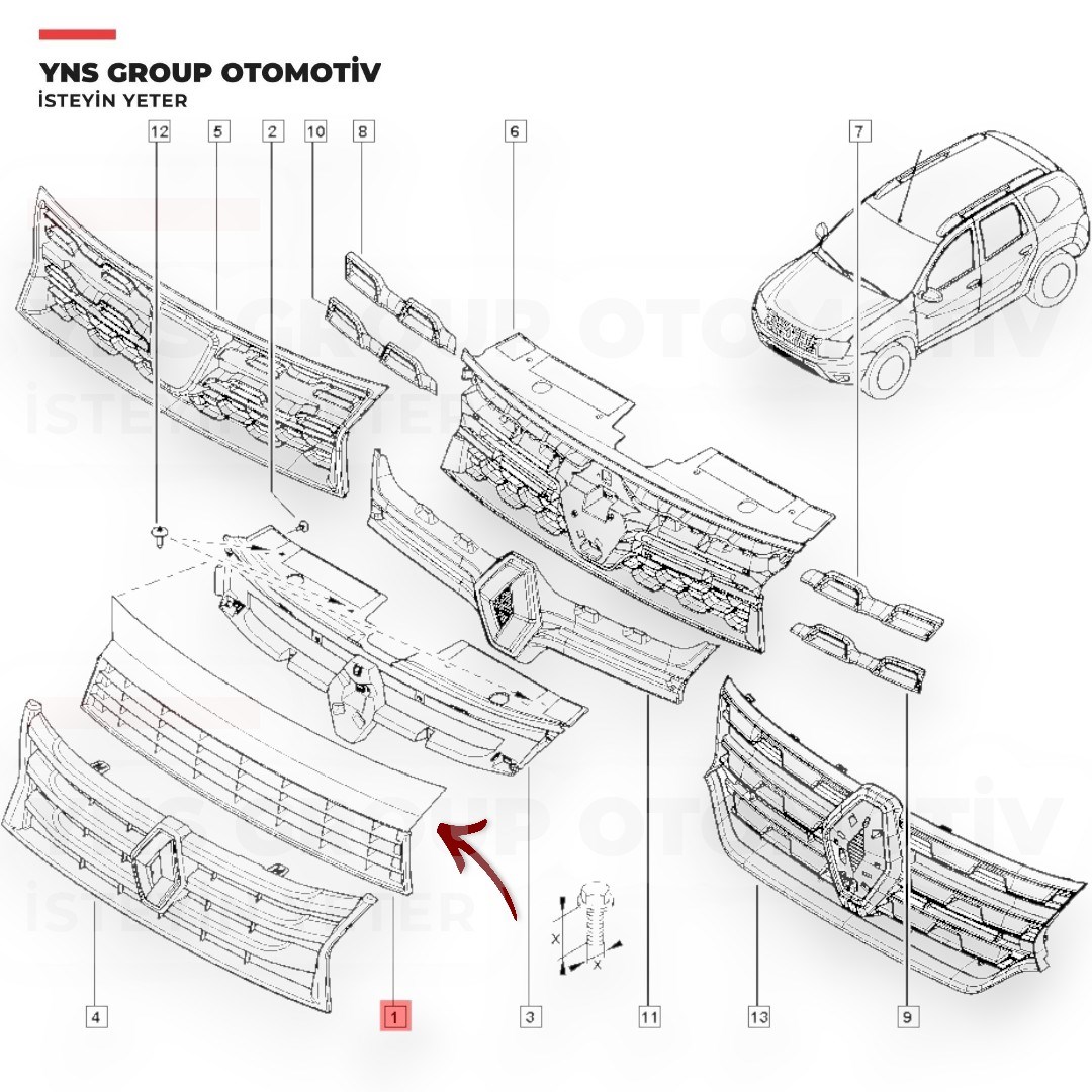 Dacia Duster 10-18 Ön Panjur Orjinal Mais - 623100260r