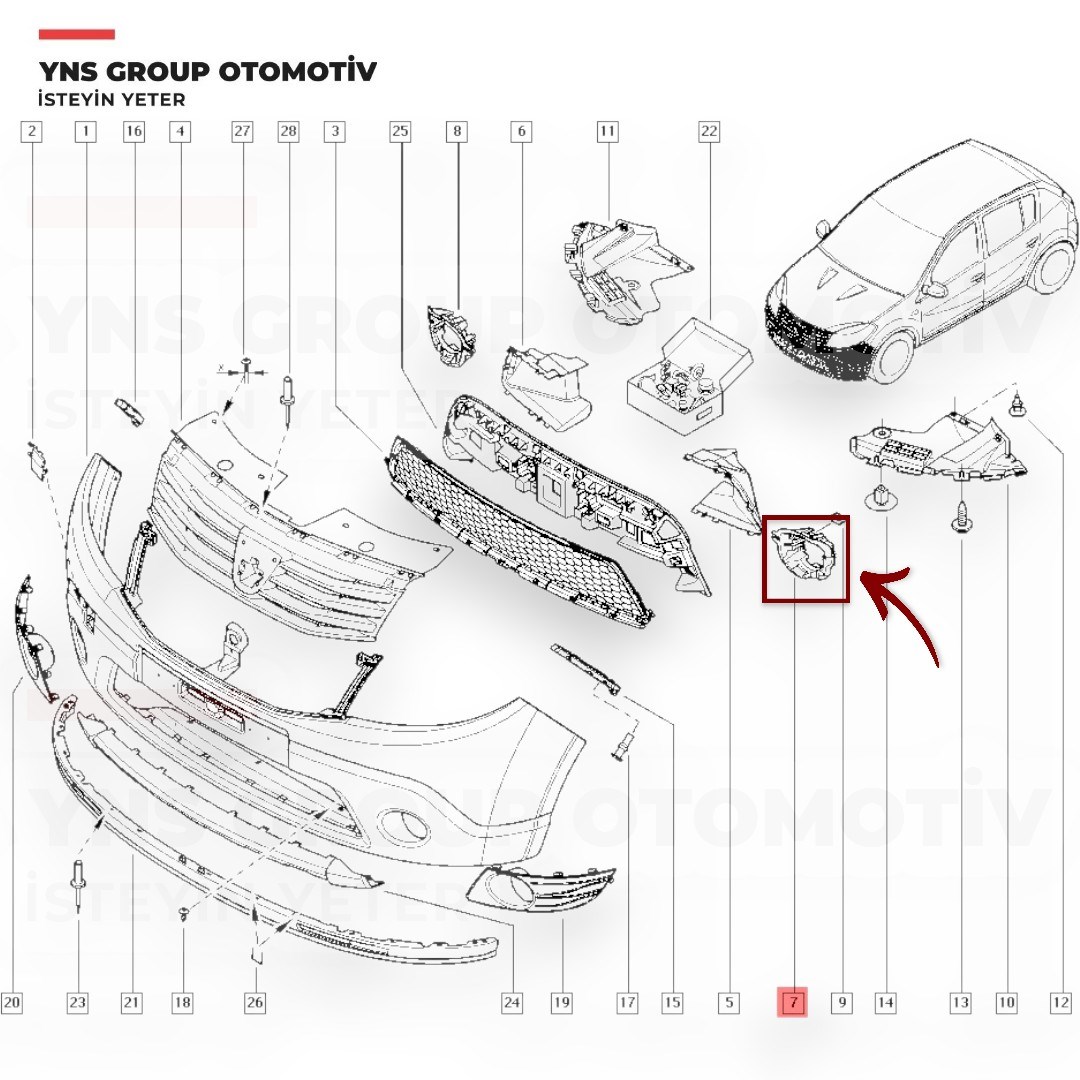 Dacia Duster 10-18 Ön Sis Far Yuvası Sol Orjinal - 6001549322