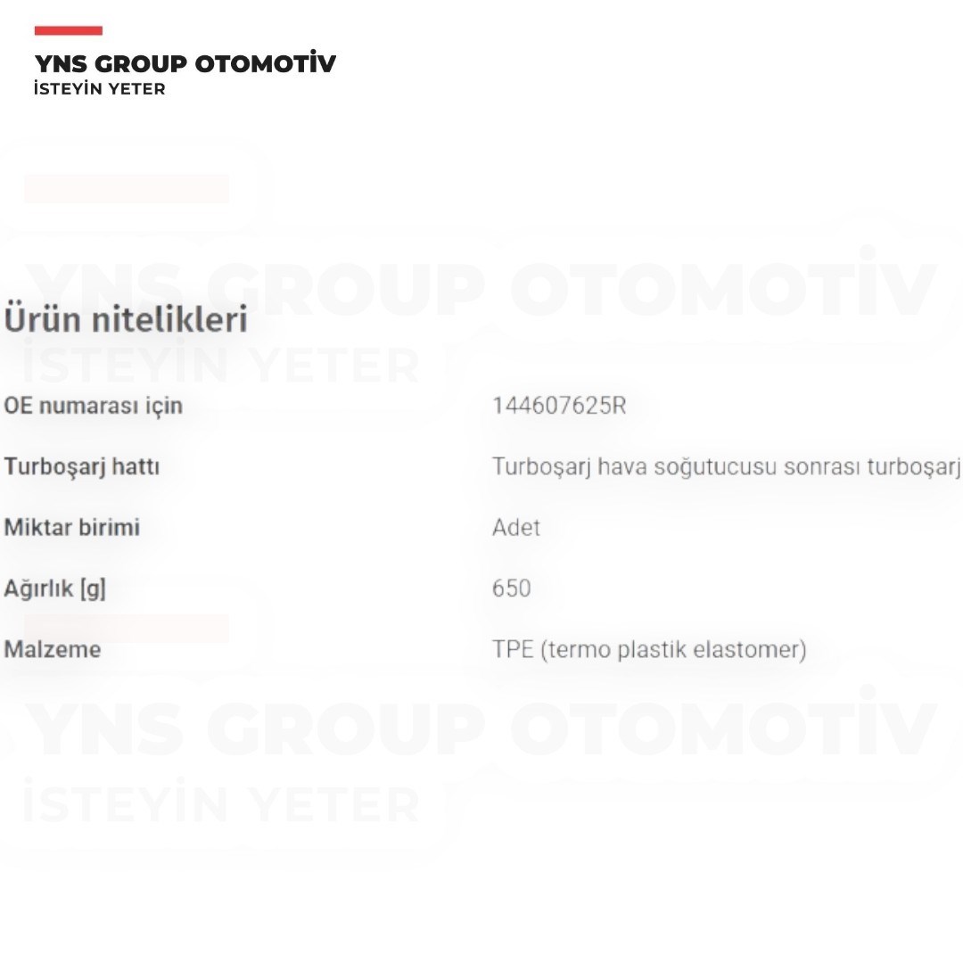 Dacia Duster 4x2 10- 1.5 Dci K9k Hava Filtre Turbo Hortumu Ibraş - 11200 / 144607625r