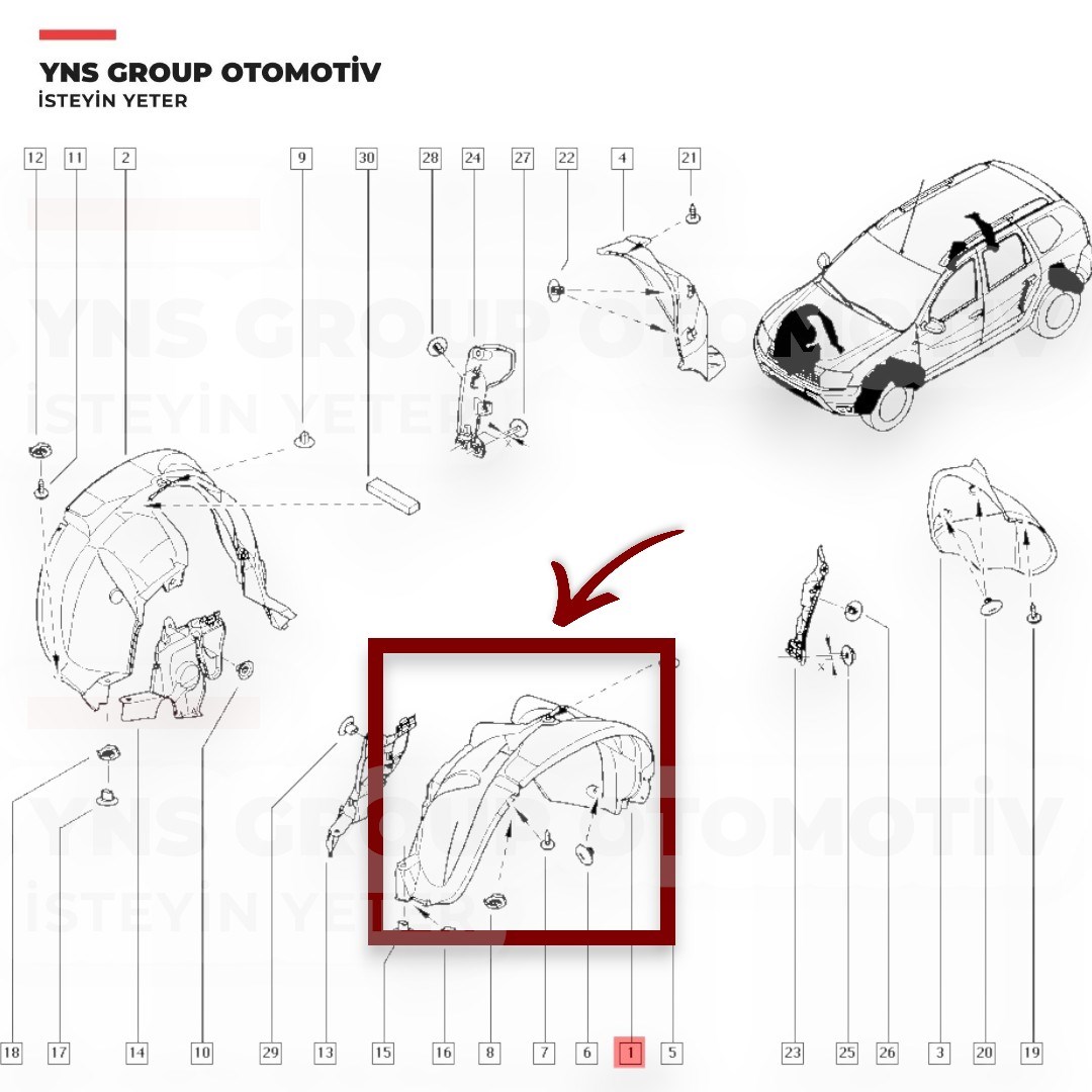Dacia Duster 10-17 Ön Çamurluk Davlumbazı Sol Orjinal Mais - 638400005r