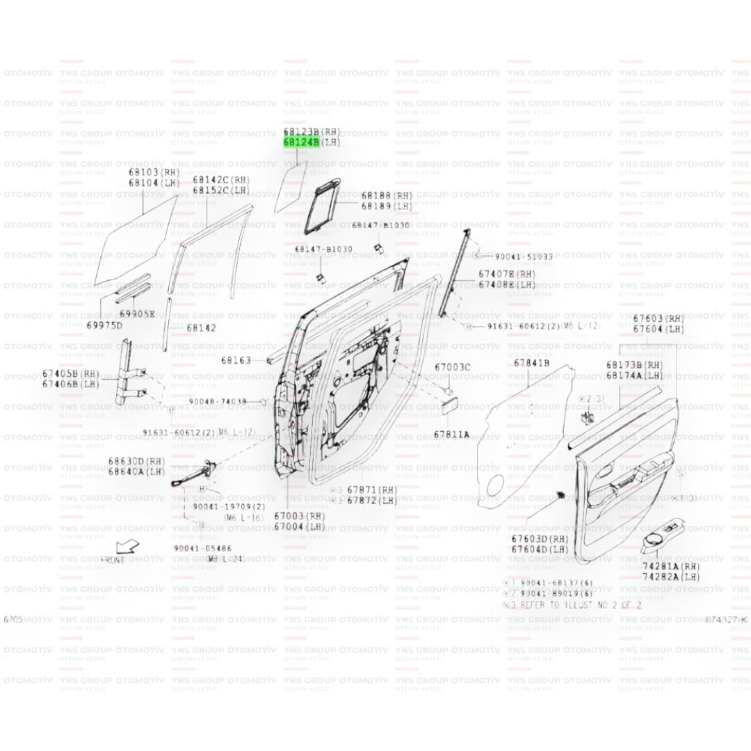 Daihatsu Materia 05- Arka Kapı Kelebek Camı Sol Orjinal - 0368124b1030