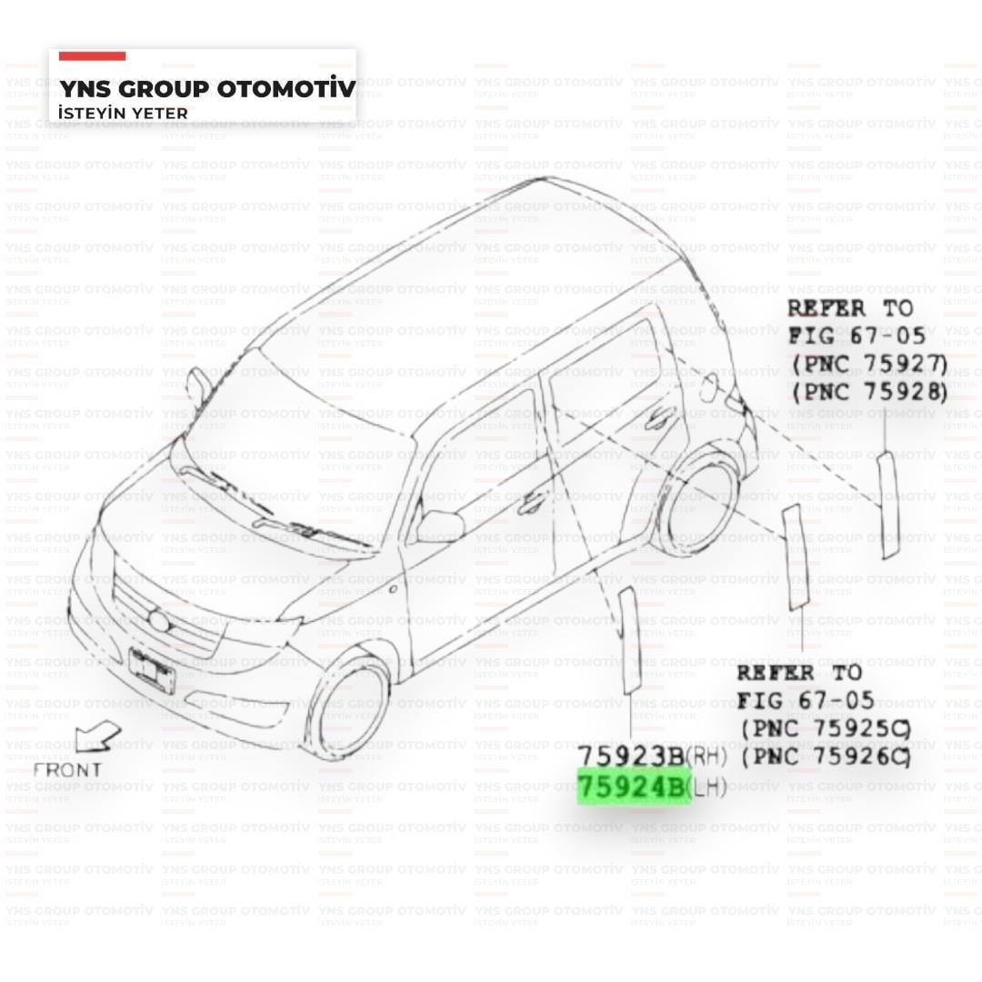 Daihatsu Materia 05- Ön Kapı Direk Bandı Sol Orjinal - 0375924b1020