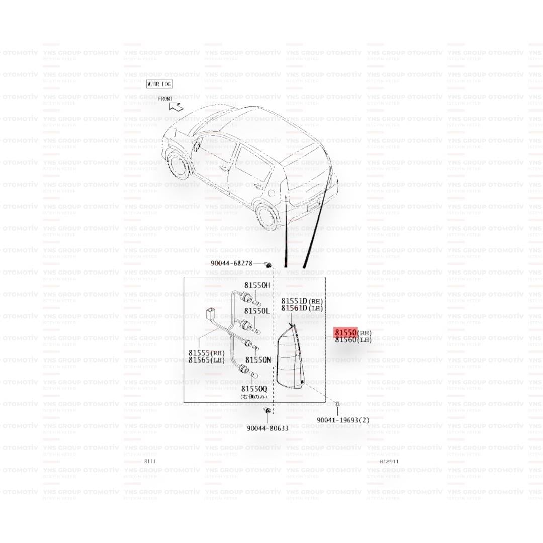 Daihatsu Sirion 04- Arka Stop Sağ Orjinal - 0381550b1010