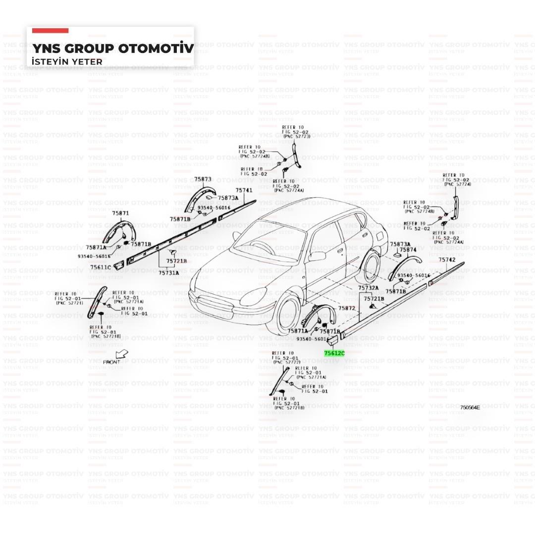 Daihatsu Sirion 98-04 Çamurluk Çıtası (Bandı) Nikelajı Ön Sol Orjinal - 037561297201000