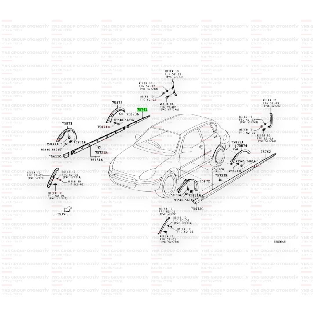 Daihatsu Sirion 98-04 Kapı Çıtası Arka Sağ (Nikelaj) Orjinal - 037574197201000