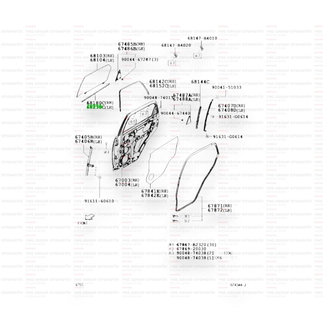 Daihatsu Terios 05-12 Arka Kapı Cam Dış Sıyırıcı Fitili Sol Orjinal - 0368164b4010