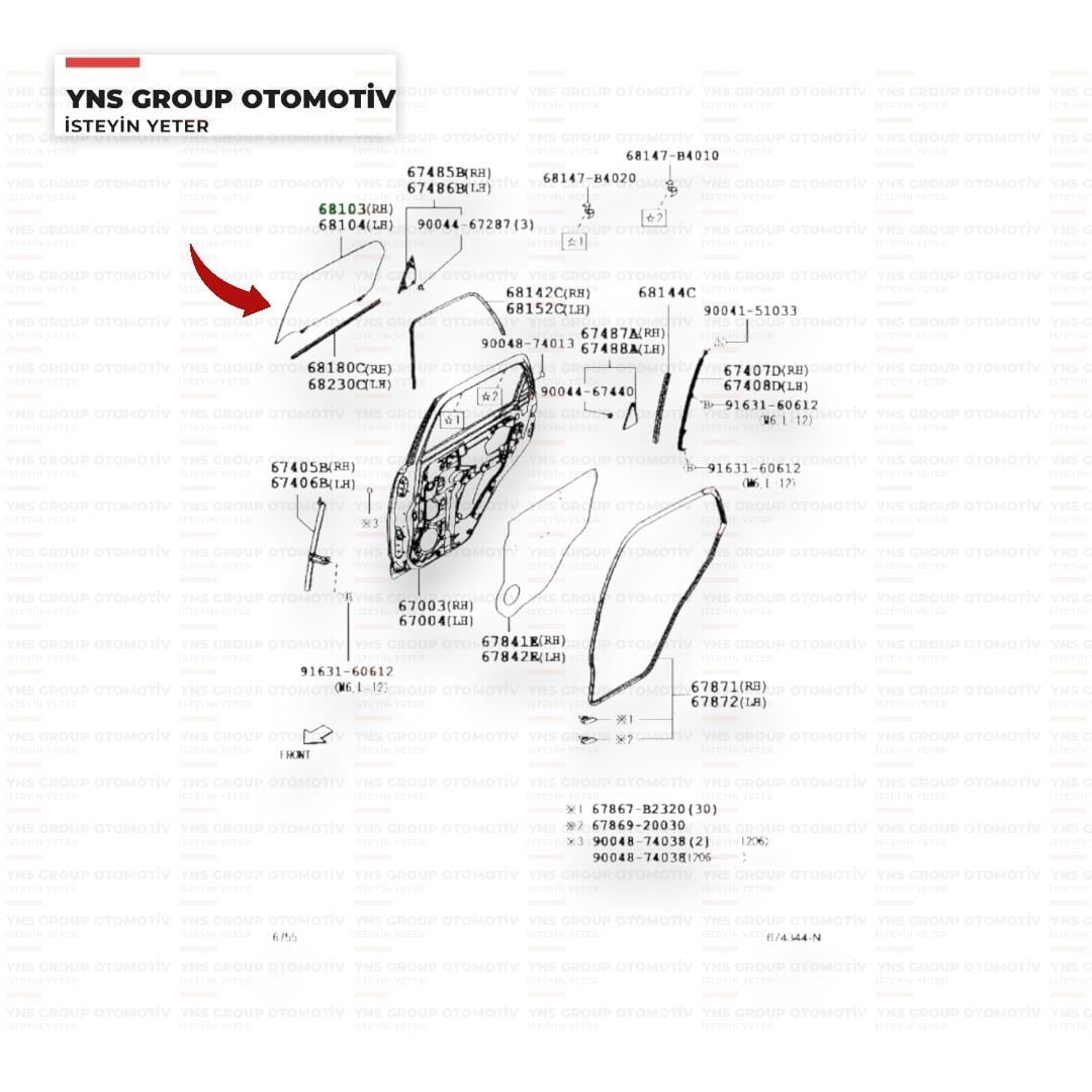 Daihatsu Terios 05-12 Arka Kapı Camı Sağ Orjinal - 0368103b4010