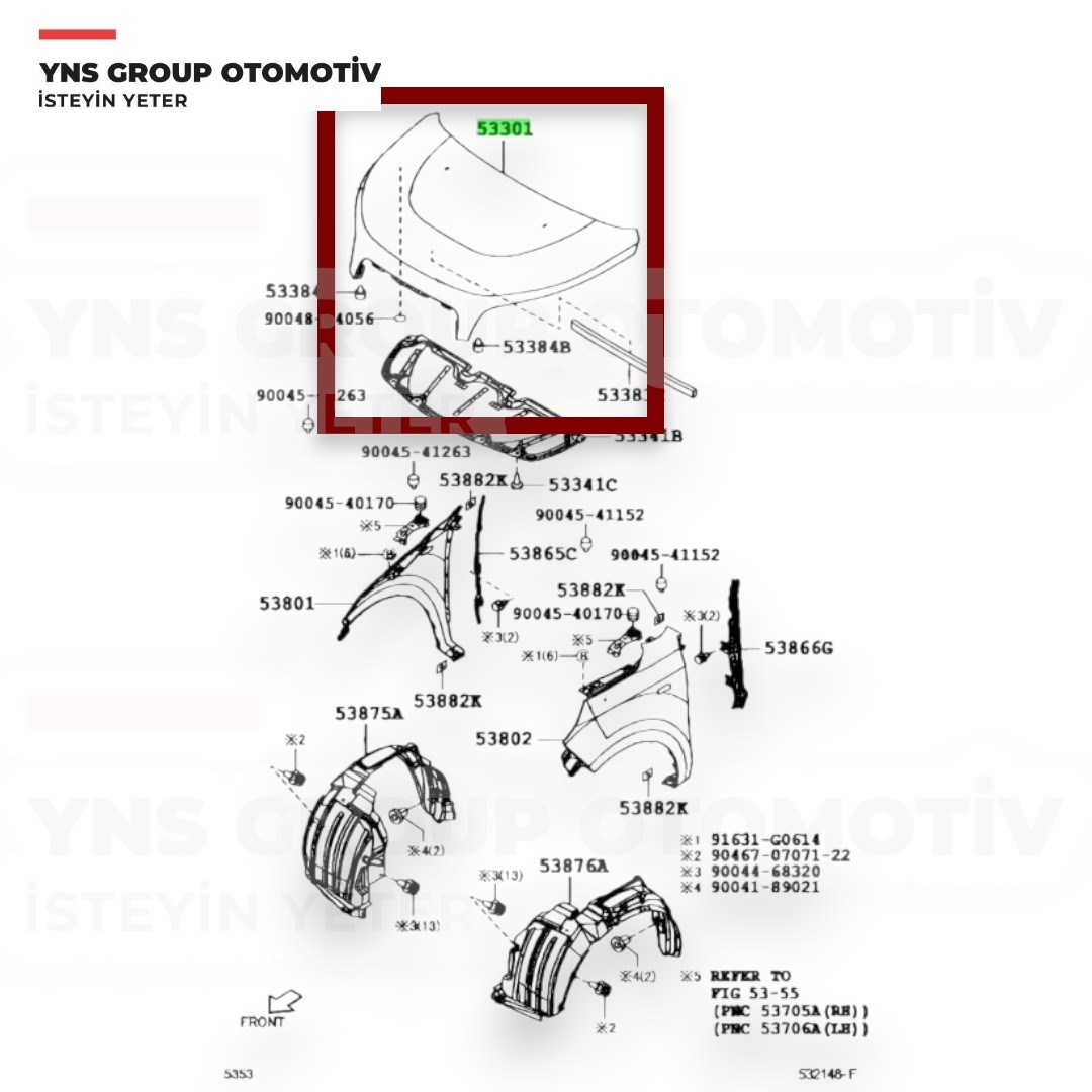 Daihatsu Terios 05-12 Ön Motor Kaputu Yns - 53301b4020