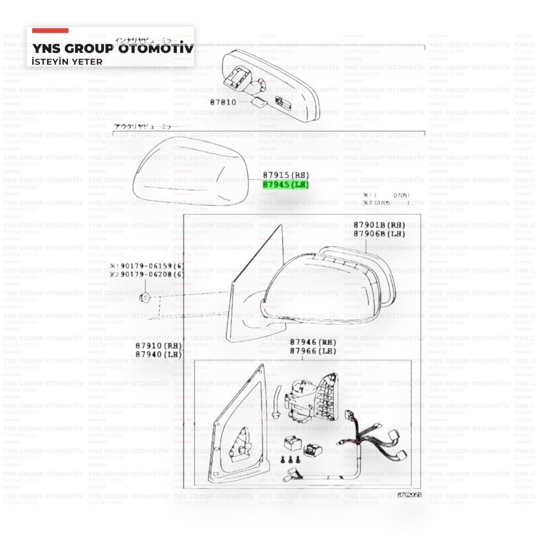 Daihatsu Terios 06- Toyota Rav-4 00-05 Dikiz Ayna Kapağı Sol Orjinal - 038794546010