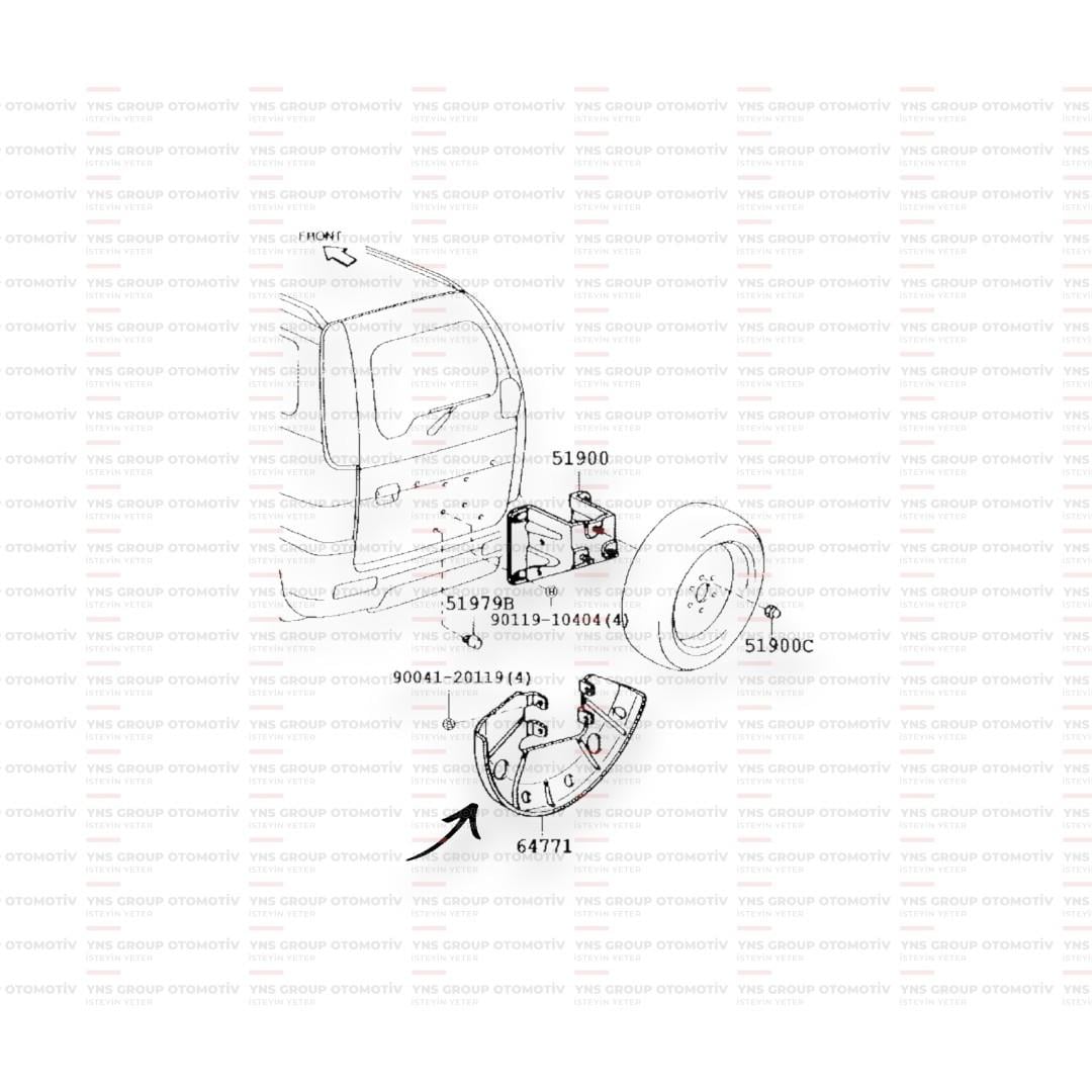 Daihatsu Terios 1 99-03 Arka Stepne Alt Plastiği Orjinal - 036477987402