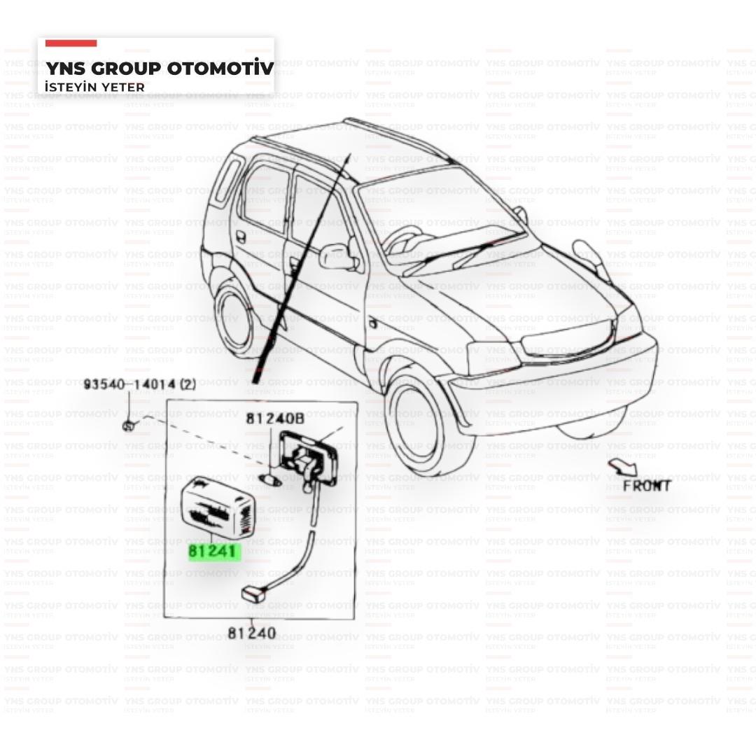Daihatsu Terios 97-05 Tavan Lambası Camı Ön Orjinal - 038781487803