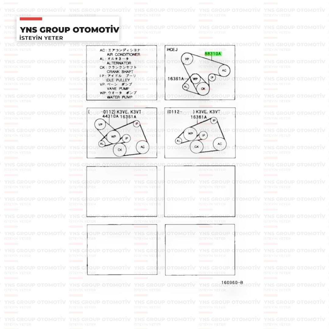 Daihatsu Terios 98-00 Hc-Ej 1.3 cc (J100) V Kayışı 4pk1440 Orjinal - 038845887403000