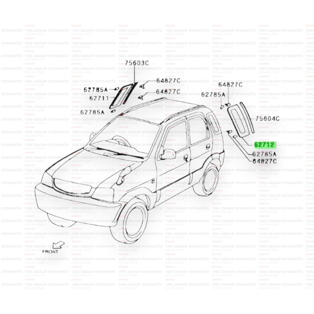 Daihatsu Terios 98-05 Arka Çamurluk Kelebek Camı Sol Orjinal - 036271287403
