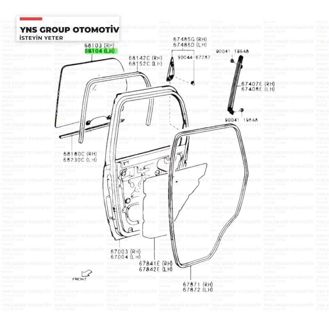 Daihatsu Terios 98-05 Arka Kapı Camı Sol Orjinal - 036810487401