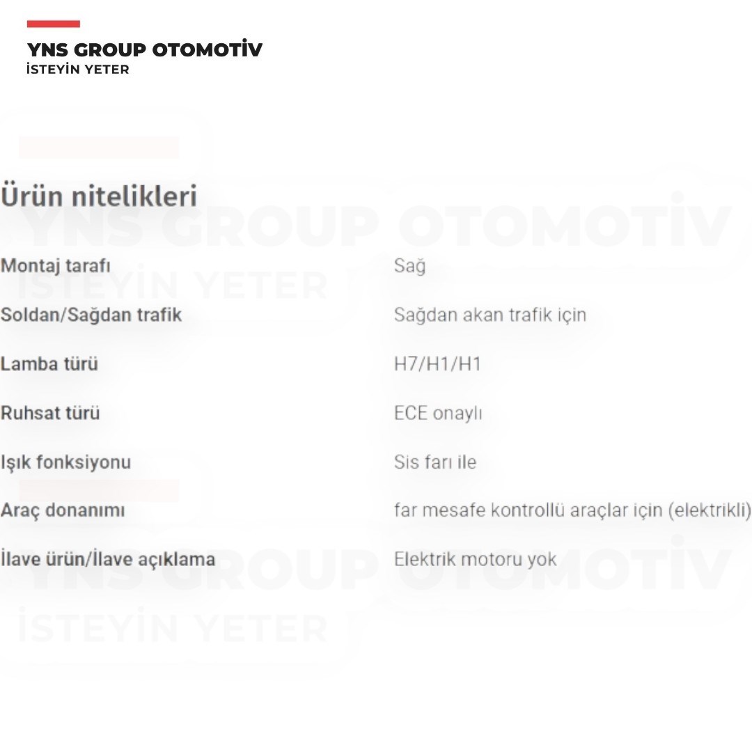 Fiat Doblo 01-05 Ön Far Lambası (Elektrikli - Sisli) Sağ Ayfar - 505306 / 46807769