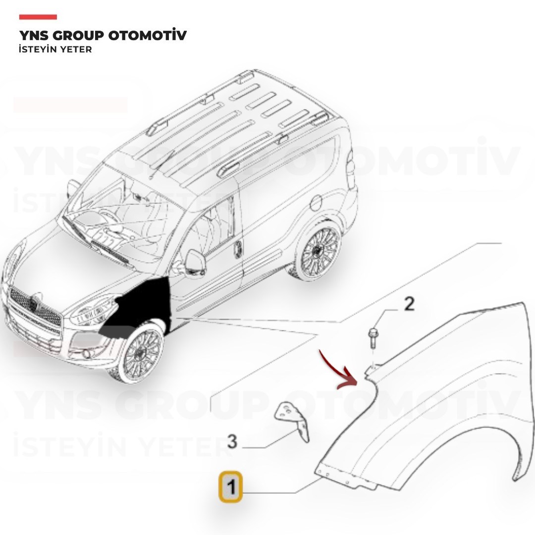 Fiat Doblo 10-23 Ön Çamurluk Sol Yns - 51822255