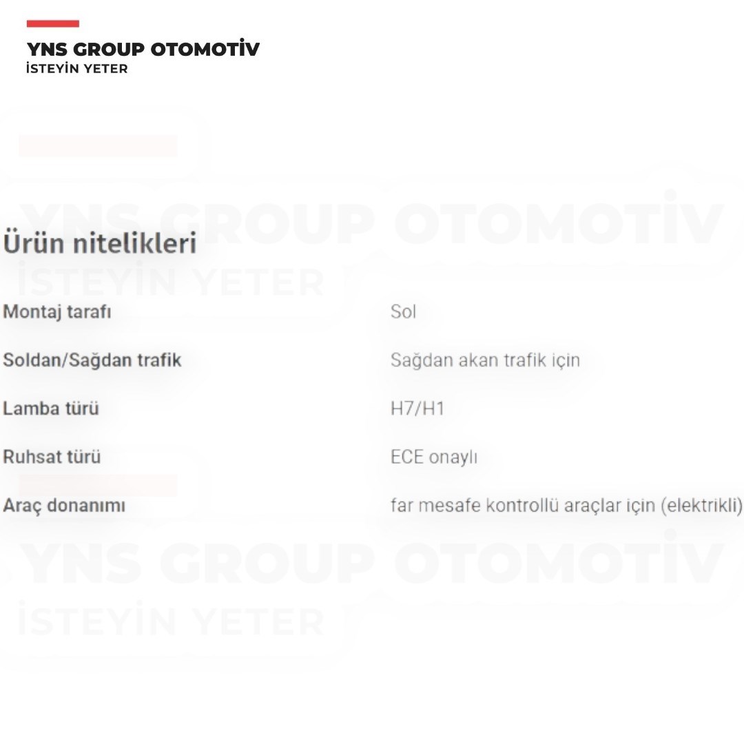 Fiat Doblo 10-23 Opel Combo D 12- Ön Far Sol (Elektrikli) Orjinal Opar - 51810672