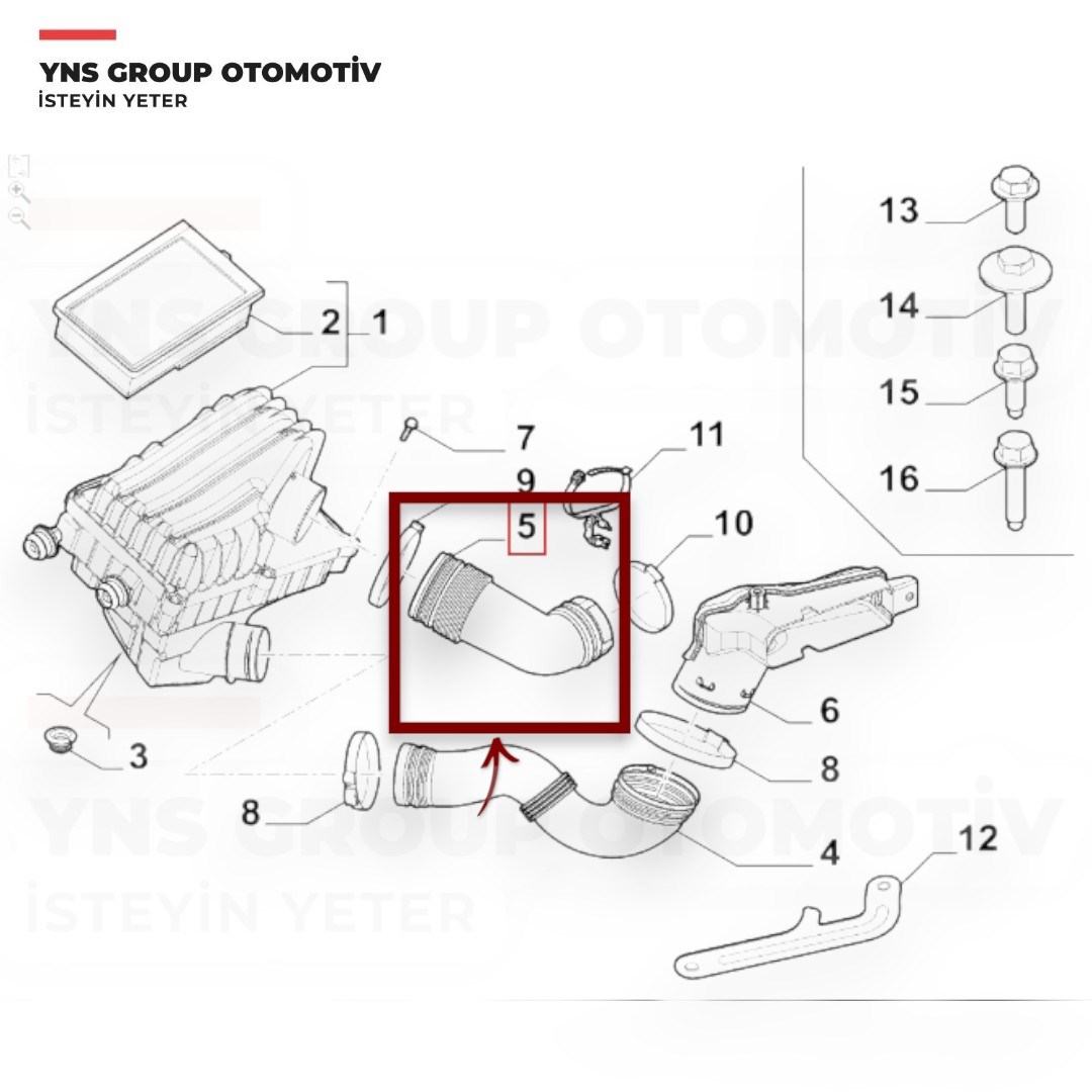Fiat Egea 15- 1.3 Mjt Hava Filtresi Hortumu (Turboya Giden) Yns - 52082501