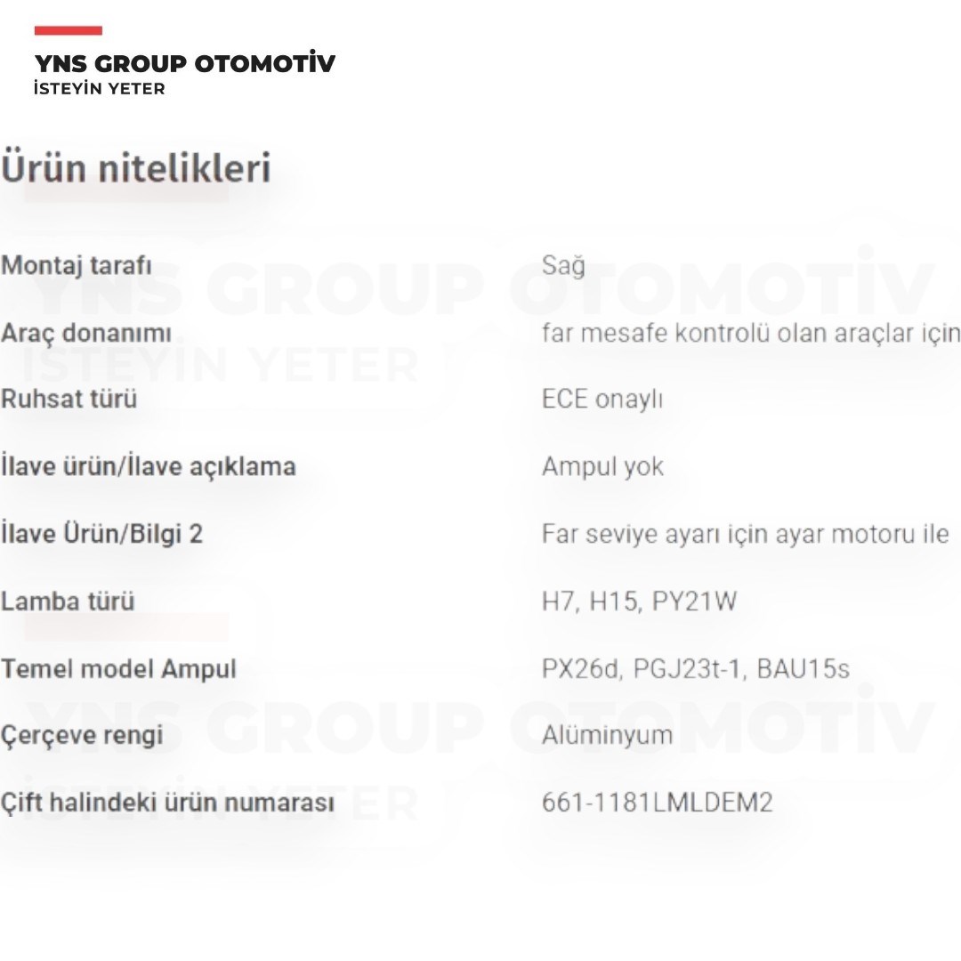 Fiat Egea 15- Far Sağ (Krom Çerçeveli - Motorlu) Depo - 6611181rmldem2 / 52145158