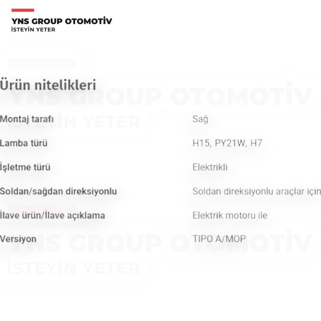 Fiat Egea 15- Far Sağ (Krom Çerçeveli - Motorlu) Bsg - 25800029 / 52145158