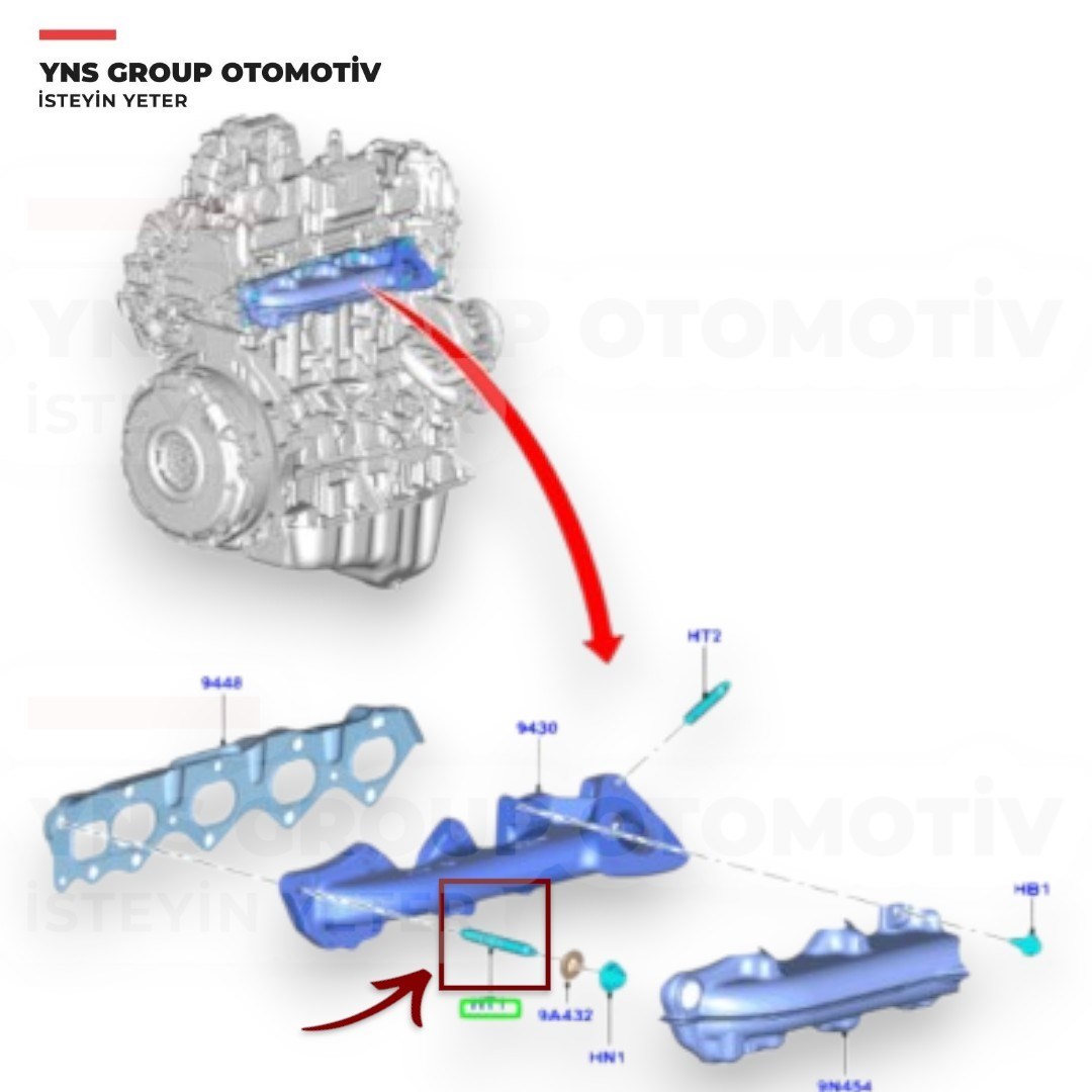 Ford Focus Kuga Mondeo Ranger Transit V362 V363 15- 2.0 Ecoblue Egsoz Manifoldu Turbo Bağlantı Civatası (M8x17.5 + M8x25) Bsg - 30122096 / W719190s901