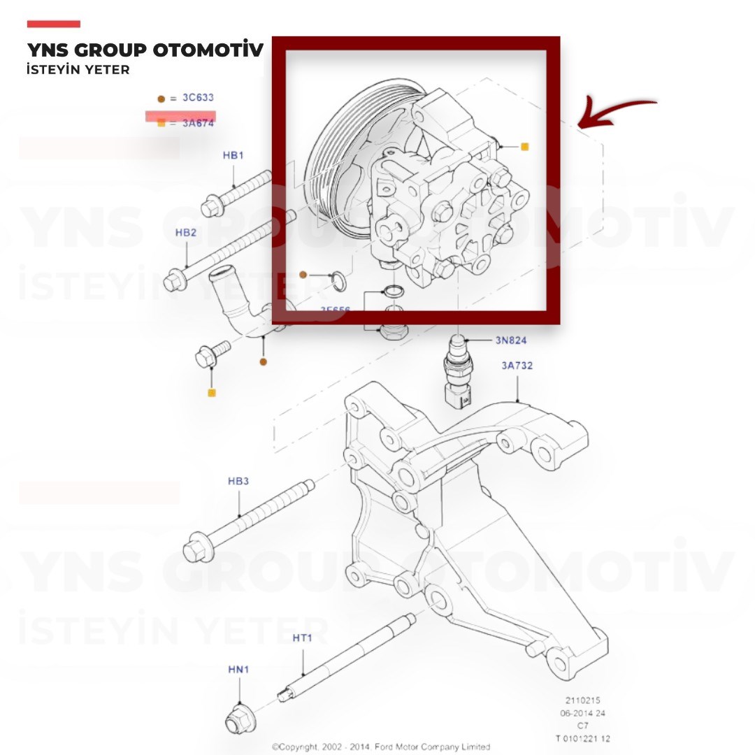 Ford Transit Connect 1.8 Tdci 02-13 Hidrolik Direksiyon Pompası Yns - 2t143a696ak