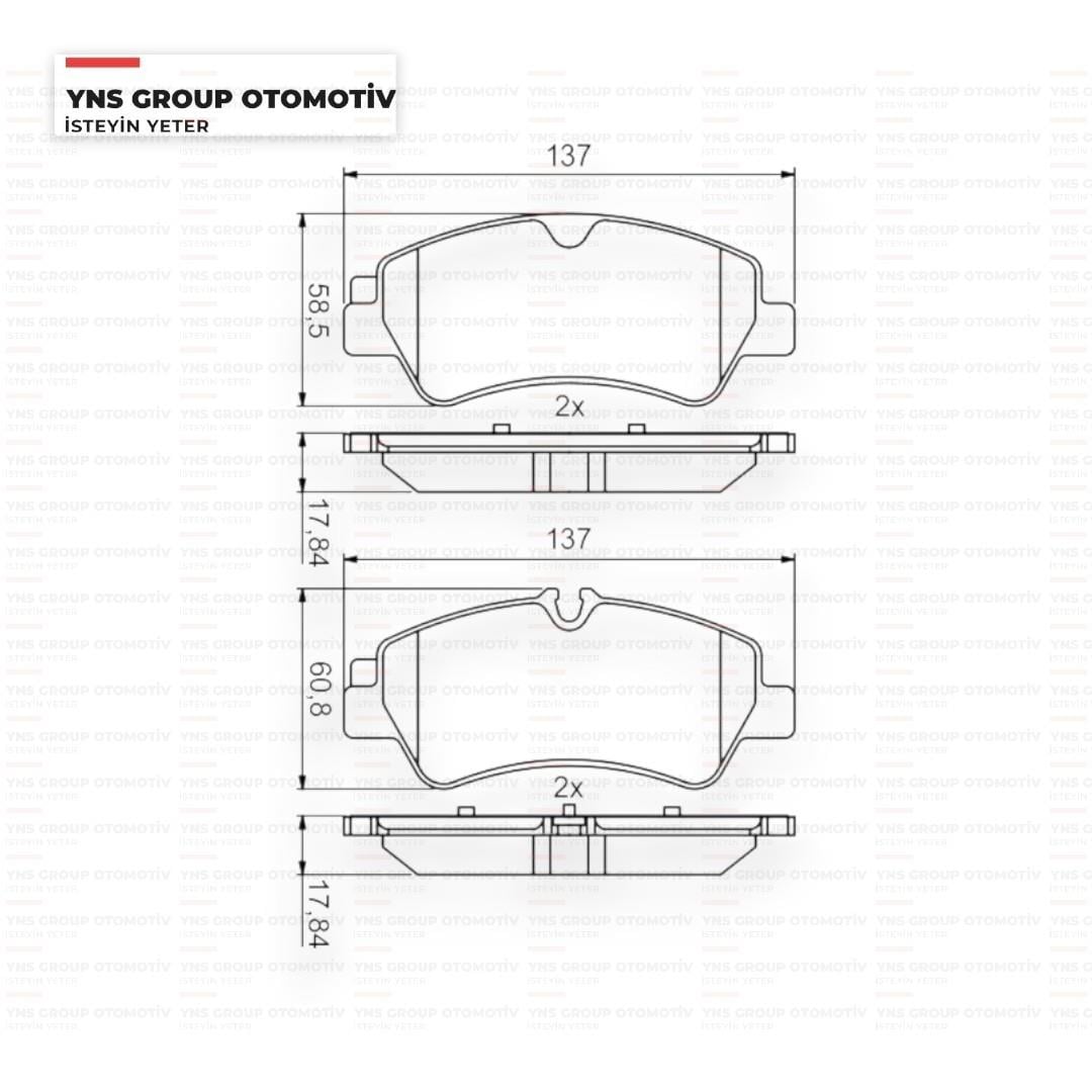 Ford Transit Custom 13- 2,2 Tdci (Arka Tek Teker) Arka Fren Balatası Bosch - 0986494796