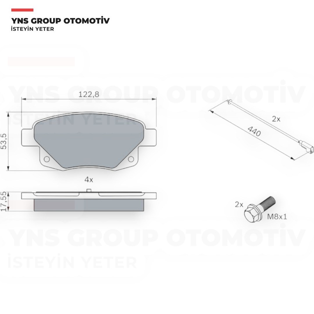 Ford Transit V184 01- V347 06- Fren Balatası Arka (Arkadan Çeker) (Çift Fişli) Bosch - 0986494171