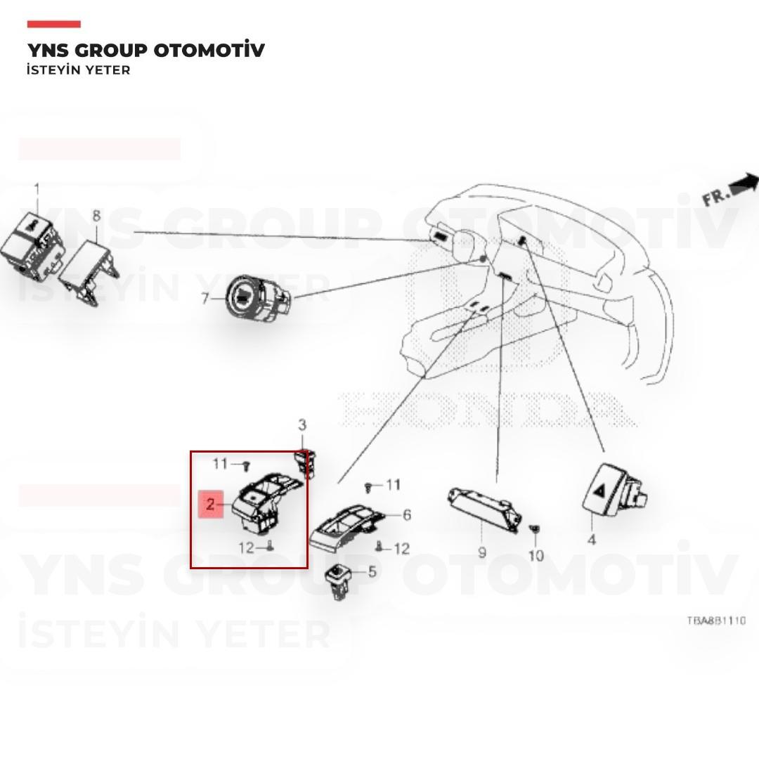 Honda Civic 16-22 El Freni Düğmesi (Butonu) Yns - 35355tbaa01