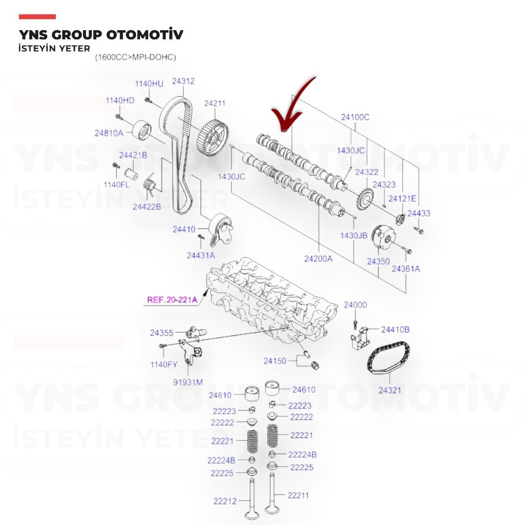 Hyundai Accent 00-06 Elantra 01-06 Era Getz 06-12 Matrix 02- Kia Cerato 04-07 Rio 06-12 1.6 16v Eksantrik Mili Emme Orjinal Hmc - 2410026601