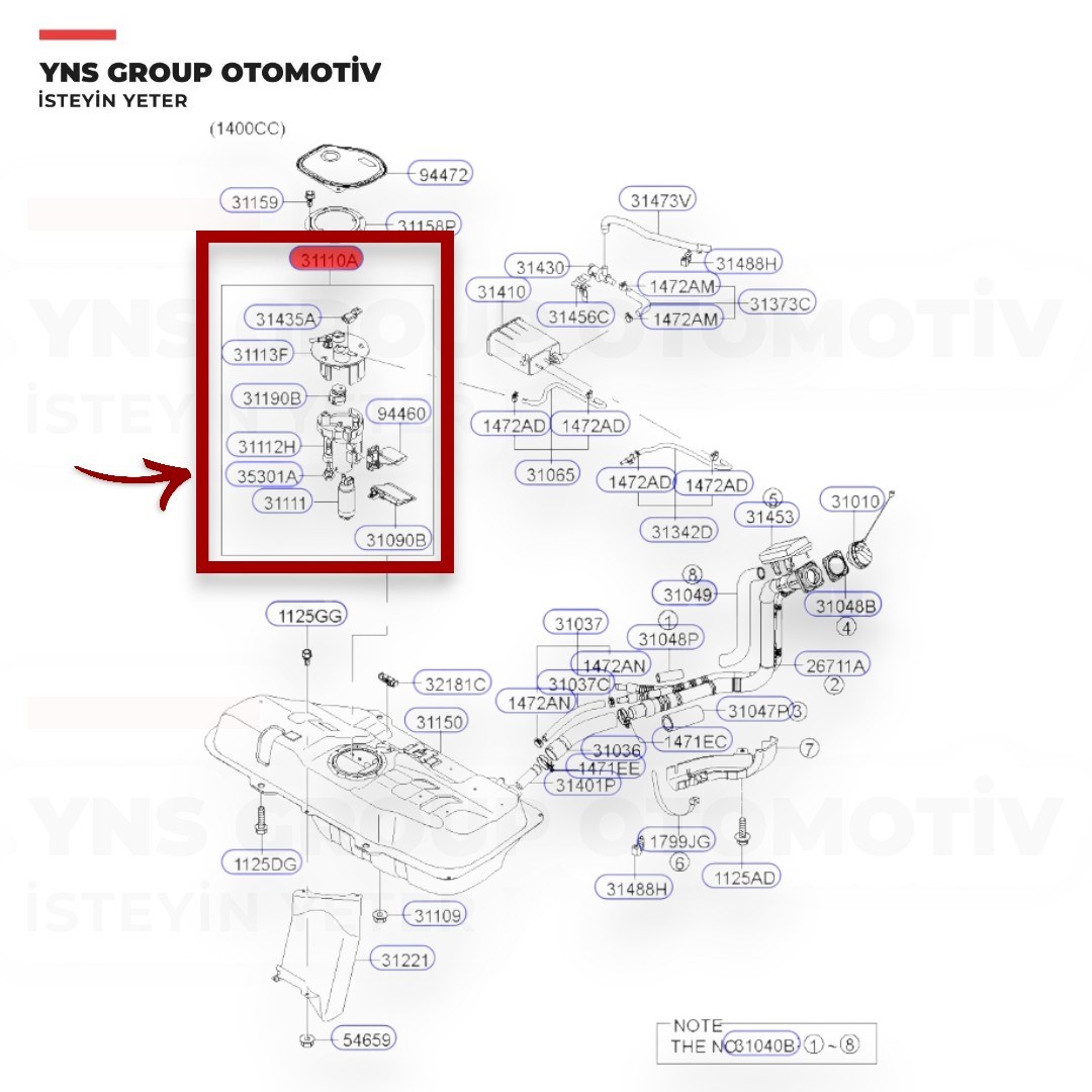 Hyundai Era 06-12 Kia Rio 06-12 1.4 - 1.6 16v Yakıt (Benzin) Depo Şamandırası Komple Mando - Efph0017d / 311101e000