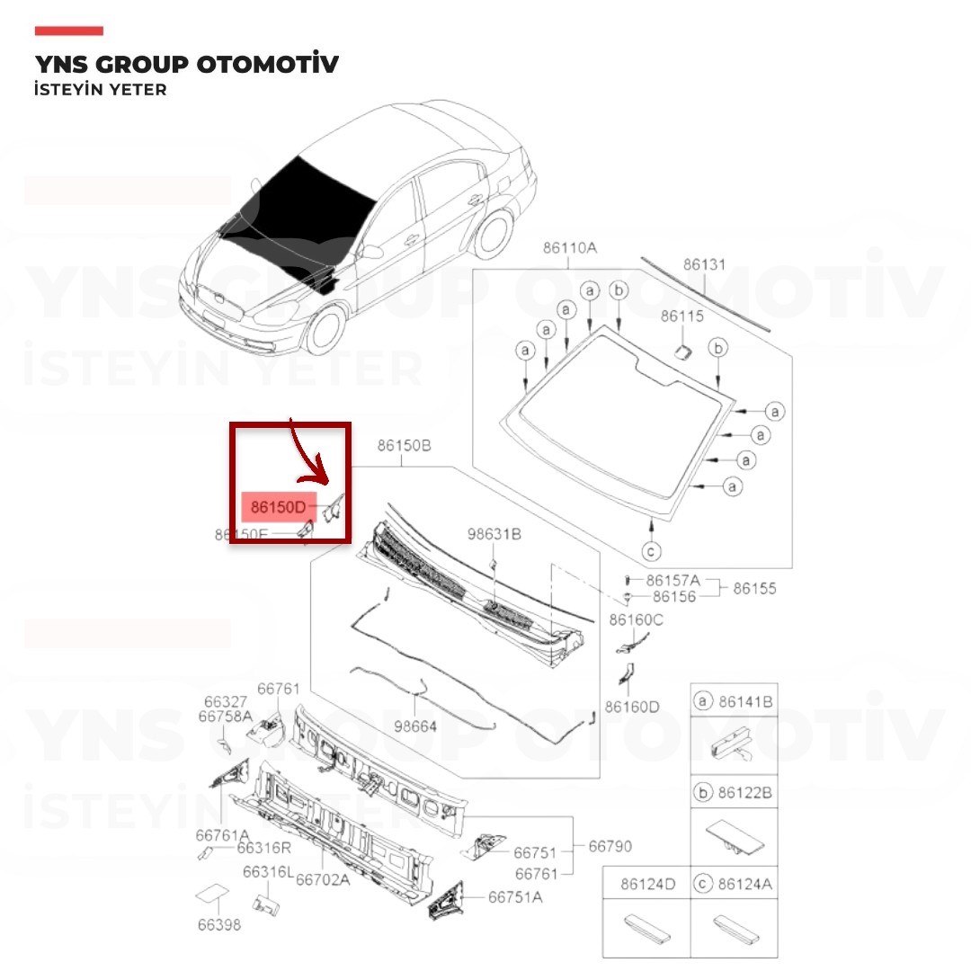 Hyundai Accent Era 06-12 Ön Cam Önü Silecek Izgarası Bakaliti Sağ Hmc Orjinal - 861601e010