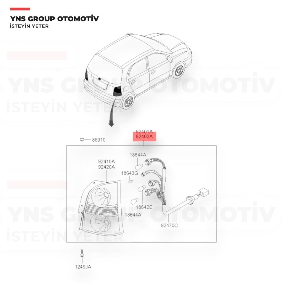 Hyundai Atos 04-07 Arka Stop Sağ (Duysuz) Depo - 2211921rue / 9240205510