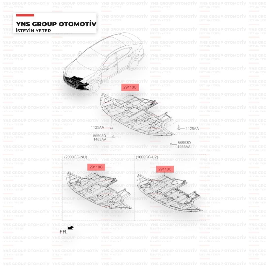Hyundai Elantra 16- 1.6 Dizel Motor Alt Karter Muhafazası Orta Yns - 29110f2000