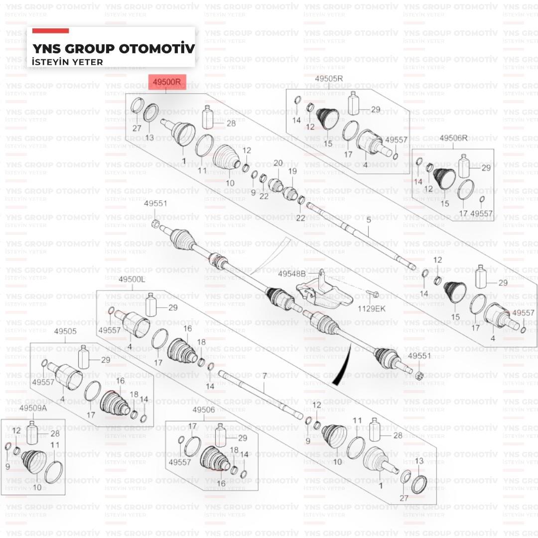Hyundai Elantra 16- 1.6 Crdi Dizel Ön Aks Mili Komple Sağ Hmc Orjinal - 49501f2400