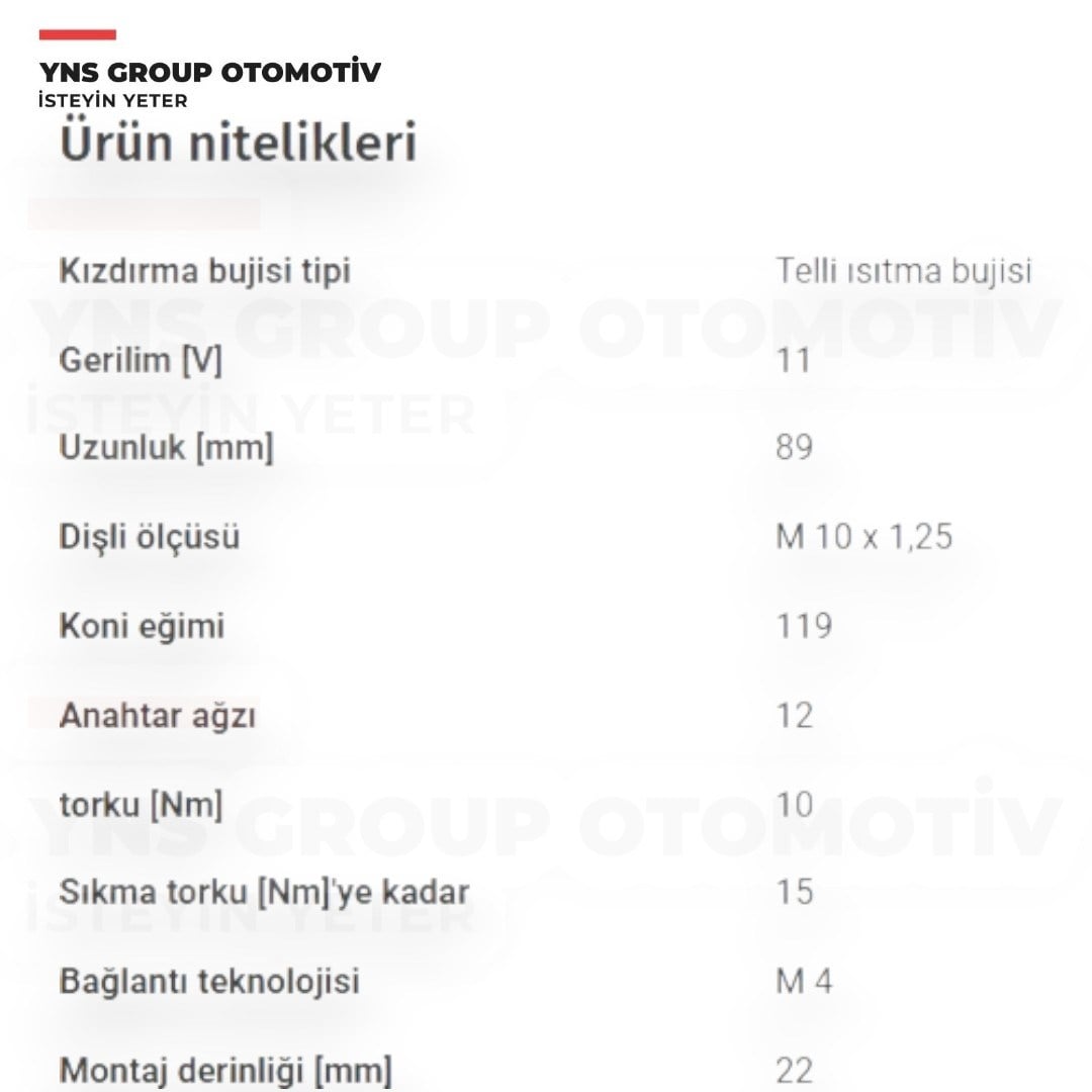 Hyundai H100 97- Starex 04- Kia Bongo K2500 Pregio 04- 2.5 Tci Nissan Pickup D21 Kızdırma (Isıtma) Bujisi 11v Bosch - 0250403052 / 3671042060