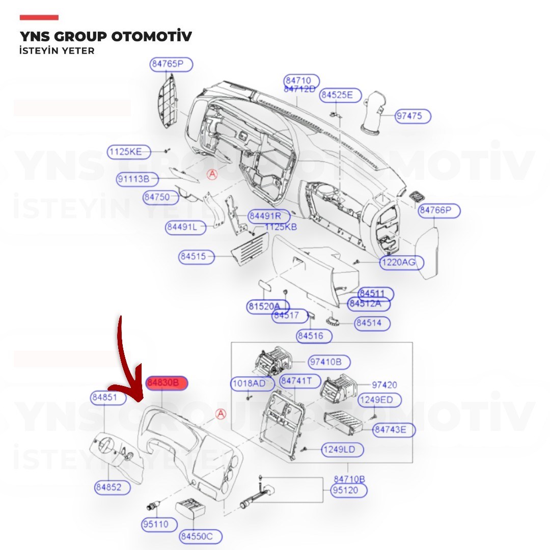 Hyundai H100 Kamyonet Porter 04-12 Gösterge Paneli Çerçevesi Hmc Orjinal - 848314f000rl