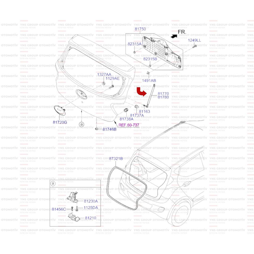 Hyundai İ10 13-17 Bagaj Amortisörü Sağ - Sol Hmc - 81780b9000