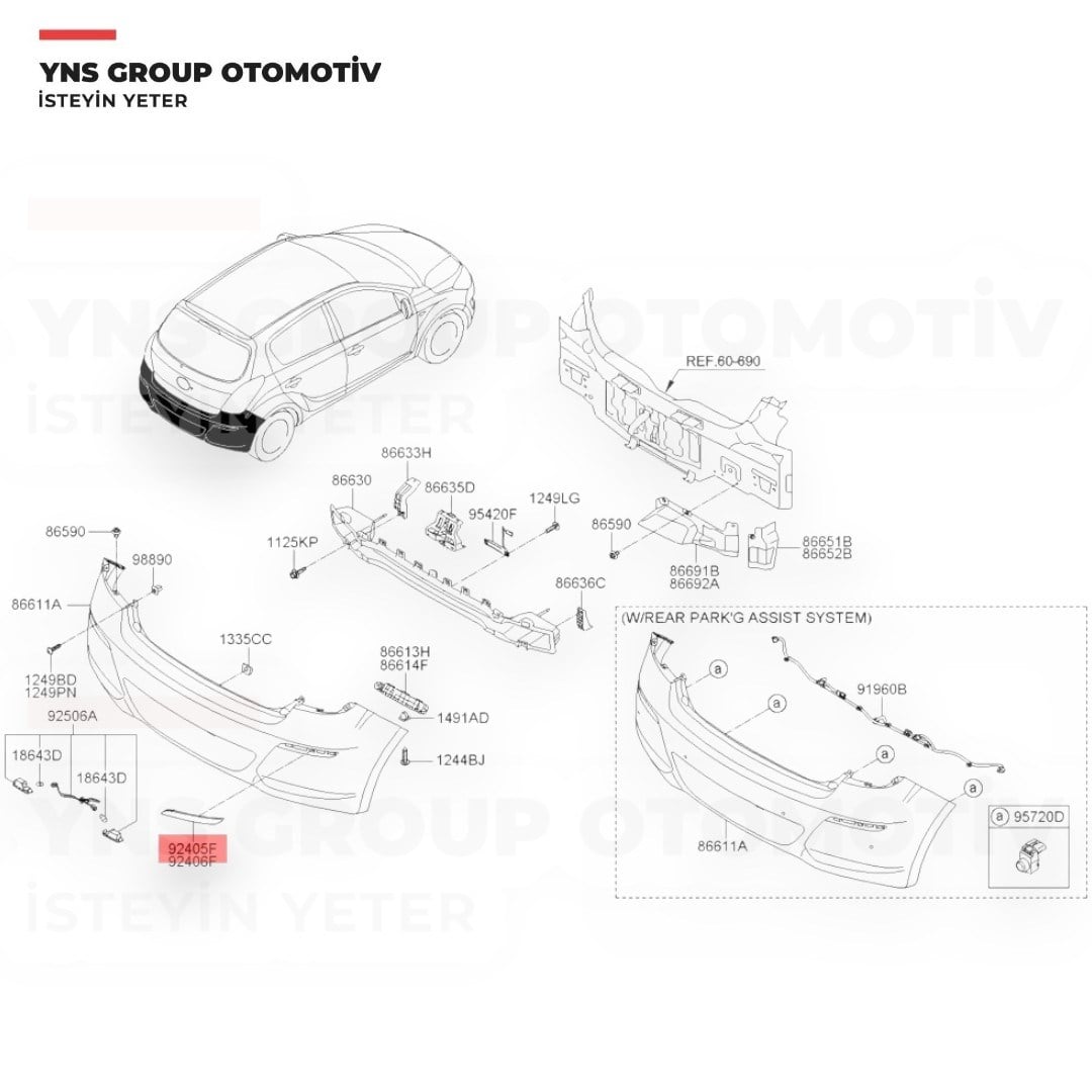 Hyundai I20 12-15 Arka Tampon Reflektörü Sol Orjinal Hmc - 924051j500