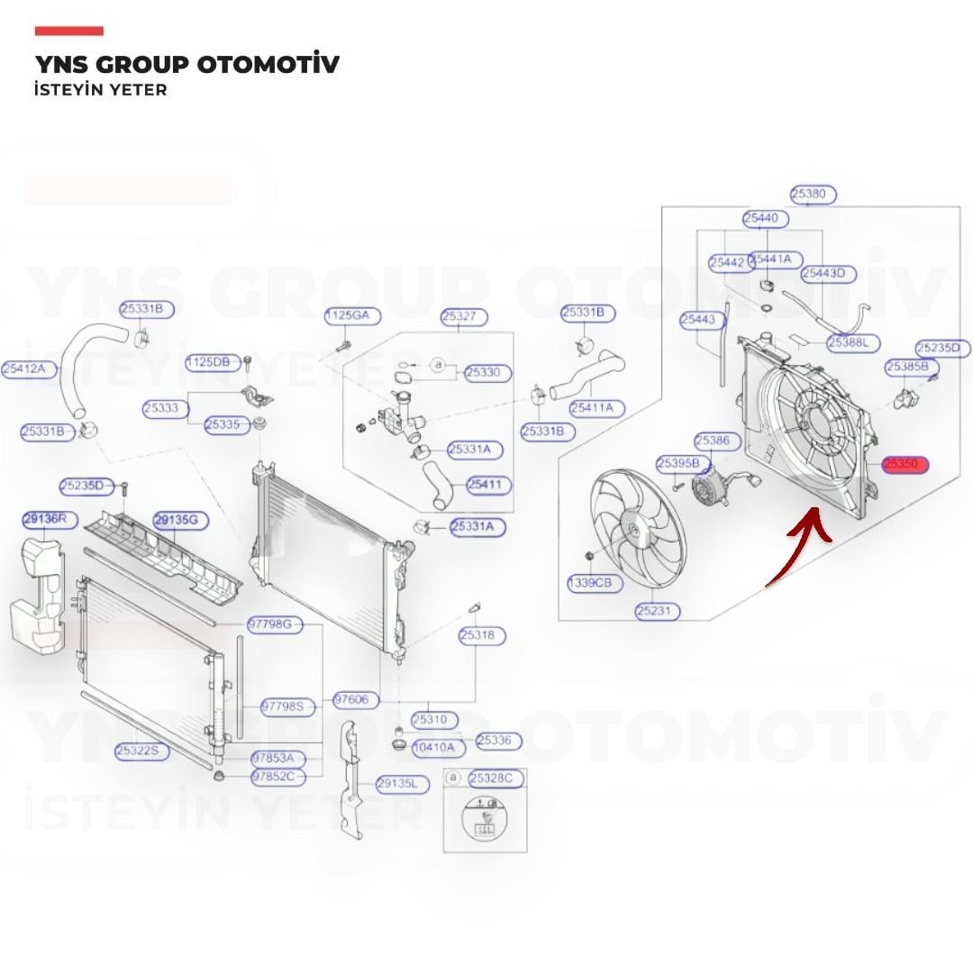 Hyundai I20 15-18 1.4 Crdi Dizel (6 Ileri - Manuel) Motor Su Radyatörü Fan Davlumbazı (Depolu) Orjinal Hmc - 25350c7350