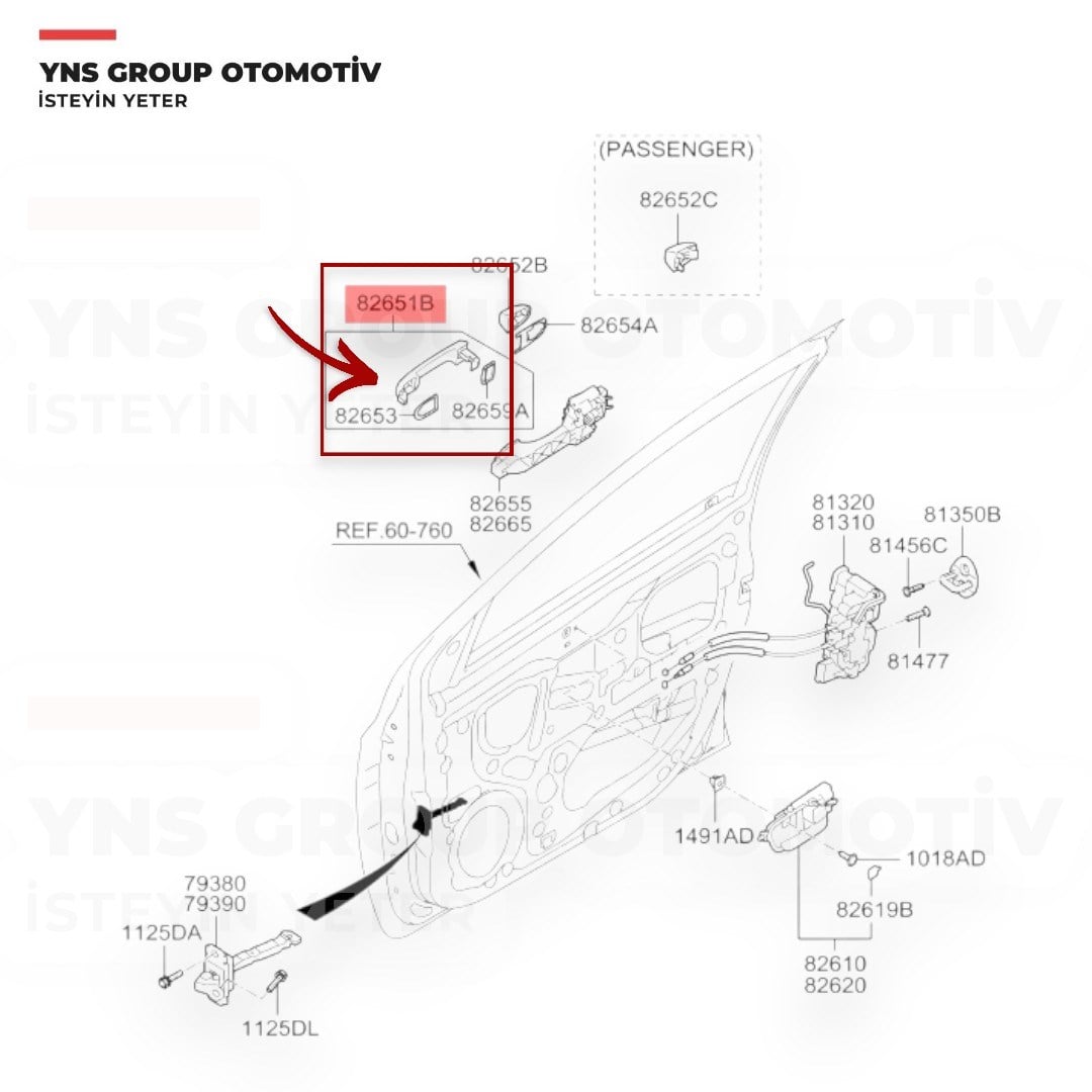 Hyundai I20 08-14 Ön Arka Kapı Kolu Dış Açma Kolu Sağ - Sol (Mat Siyah) Hmc Orjinal - 826511j000ca