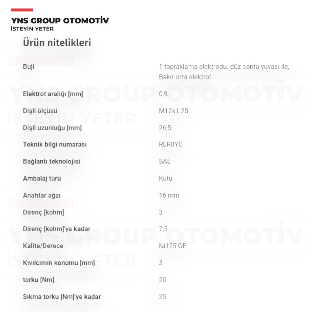 Hyundai Accent Blue 11-19 1.4 cc I10 11-19 1.0 - 1.2 cc I20 08-15 1.2 cc Kia Picanto 11- 1.0 cc Rio 11-19 1.2 cc Ateşleme Bujisi (Rer8yc) Hmc Orjinal - 1882709080