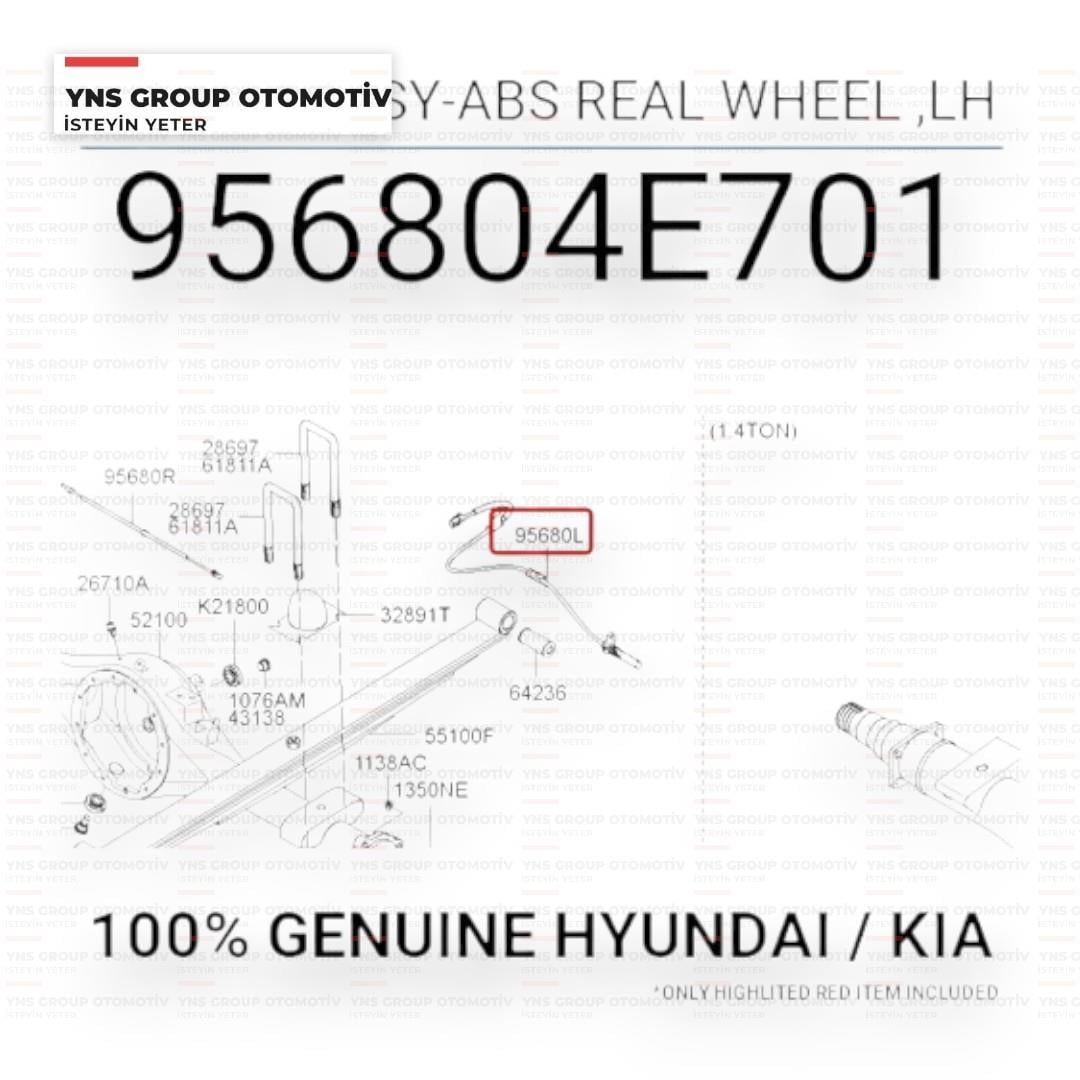 Kia Bongo K2500 10-15 Abs Sensörü Arka Sol Mando - 956804e701