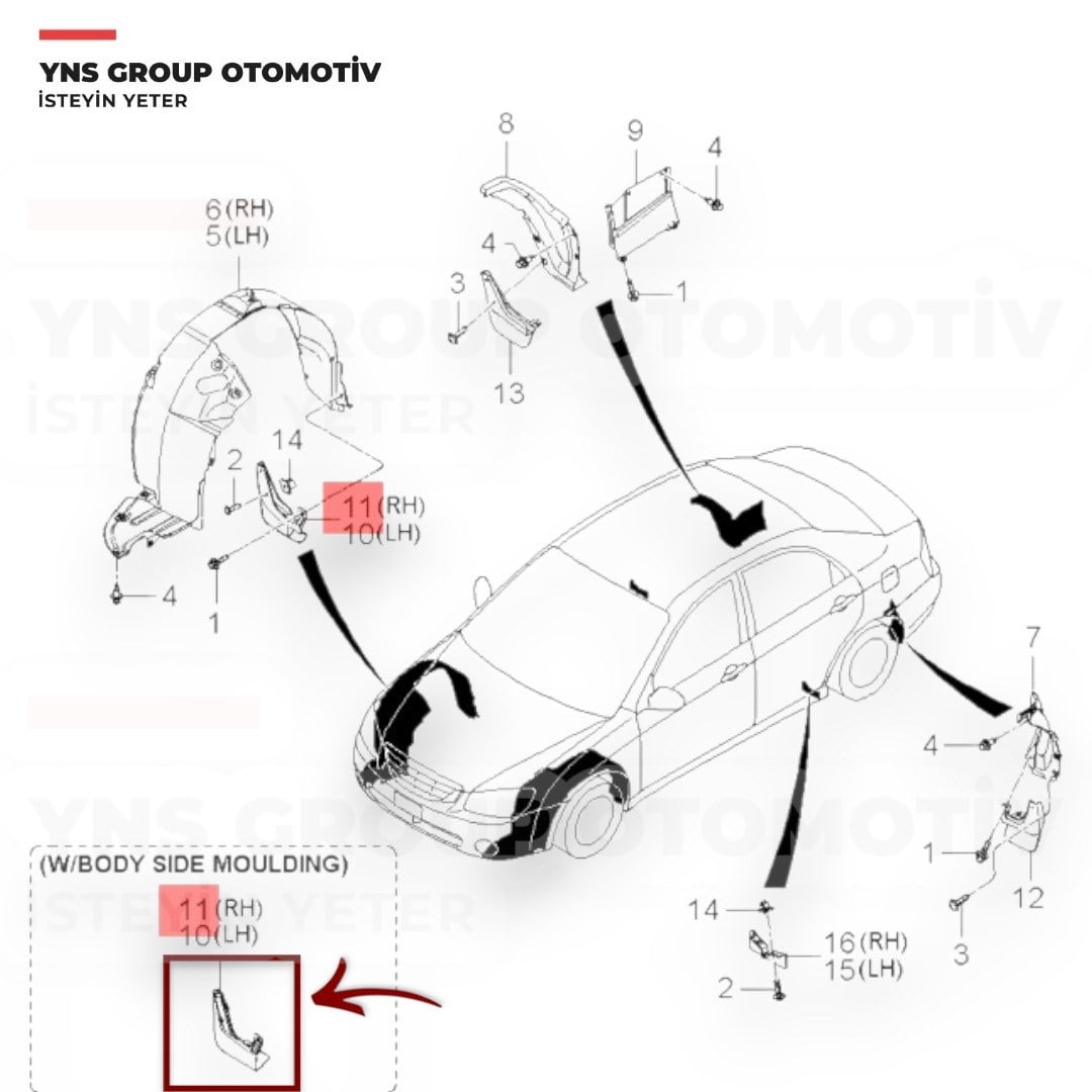 Kia Cerato Sedan 04-09 Ön Paçalık Sağ Orjinal Hmc - 868322f010
