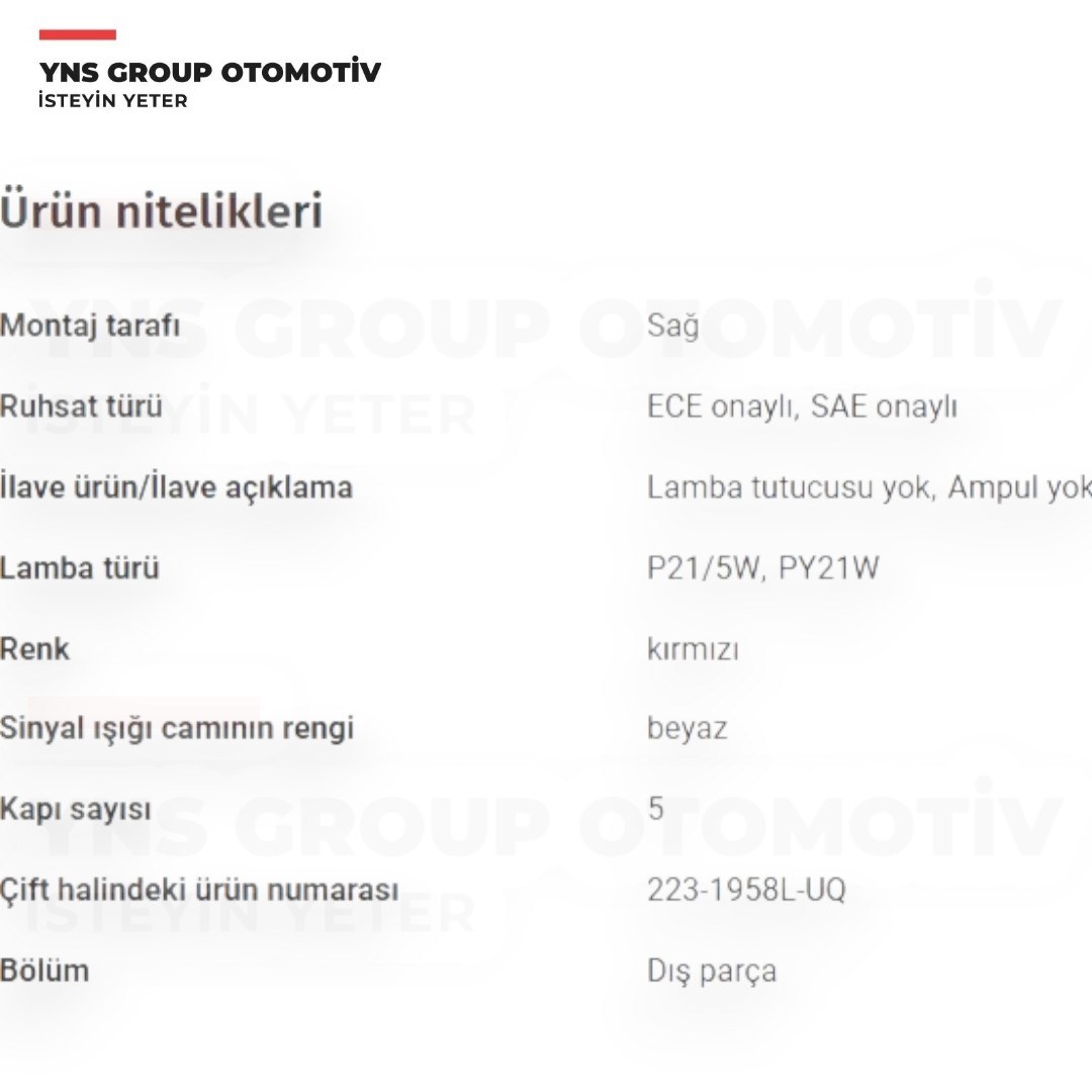 Kia Rio Hb 12-17 Arka Stop Lambası Dış Sağ Depo - 2231958ruq / 924011w210