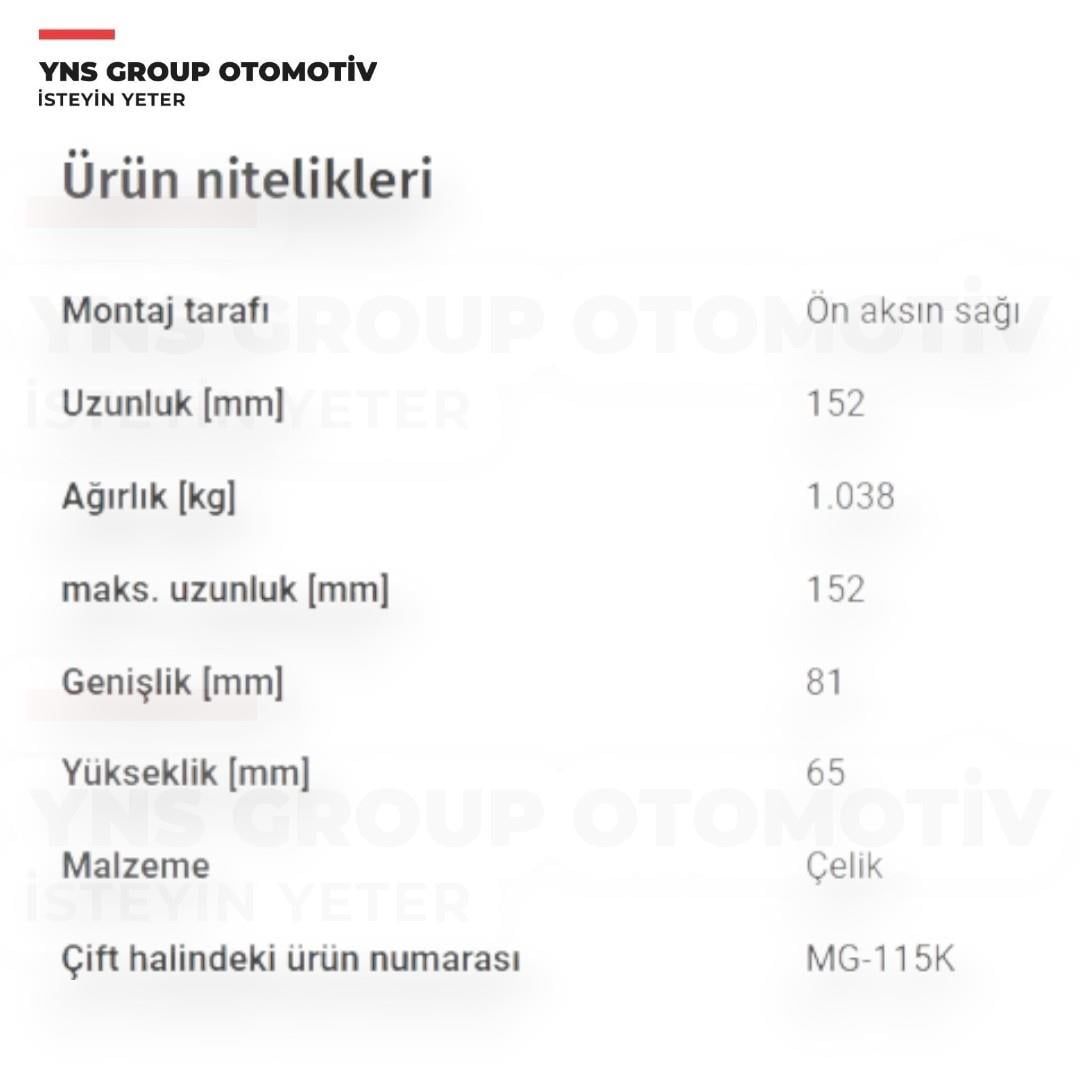 Mg Zs 18- Alt Rotil Sağ Teknorot - Mg114k / 10803555